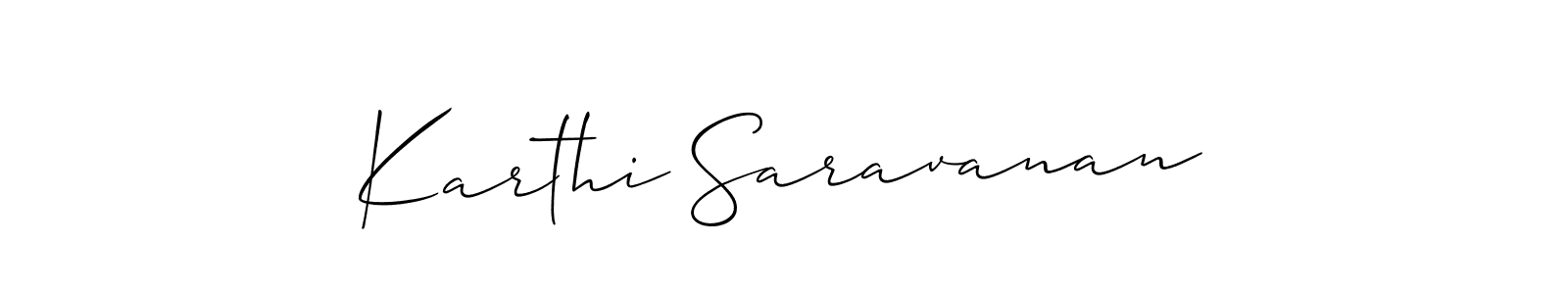 Allison_Script is a professional signature style that is perfect for those who want to add a touch of class to their signature. It is also a great choice for those who want to make their signature more unique. Get Karthi Saravanan name to fancy signature for free. Karthi Saravanan signature style 2 images and pictures png