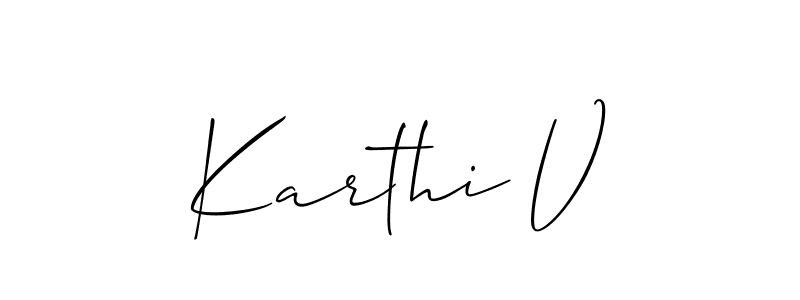 Allison_Script is a professional signature style that is perfect for those who want to add a touch of class to their signature. It is also a great choice for those who want to make their signature more unique. Get Karthi V name to fancy signature for free. Karthi V signature style 2 images and pictures png