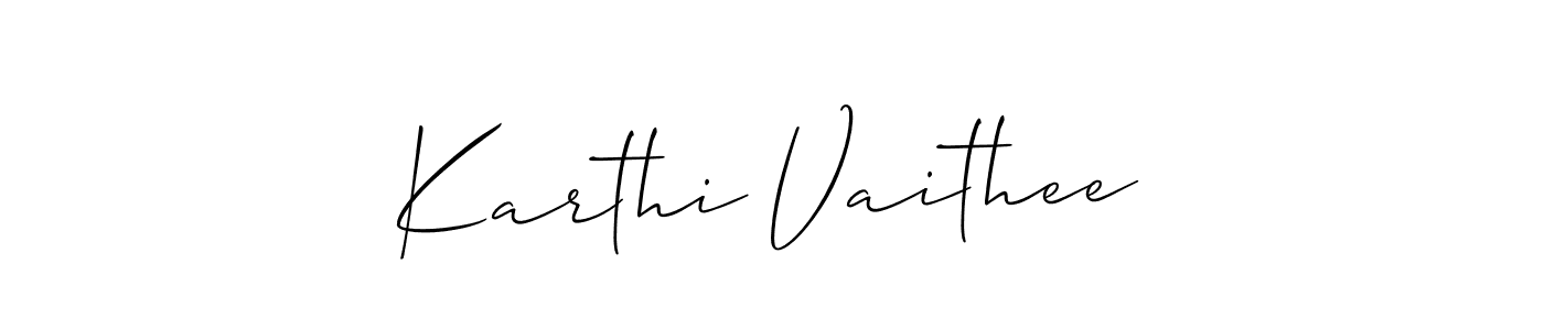 Create a beautiful signature design for name Karthi Vaithee. With this signature (Allison_Script) fonts, you can make a handwritten signature for free. Karthi Vaithee signature style 2 images and pictures png