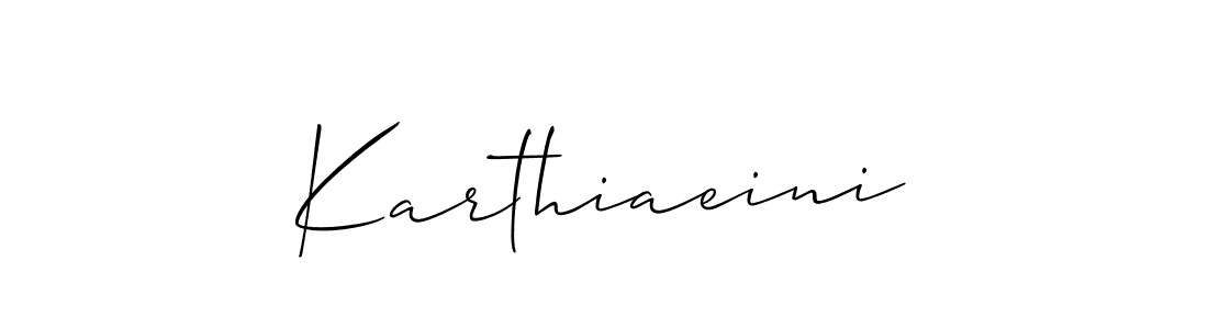 Use a signature maker to create a handwritten signature online. With this signature software, you can design (Allison_Script) your own signature for name Karthiaeini. Karthiaeini signature style 2 images and pictures png