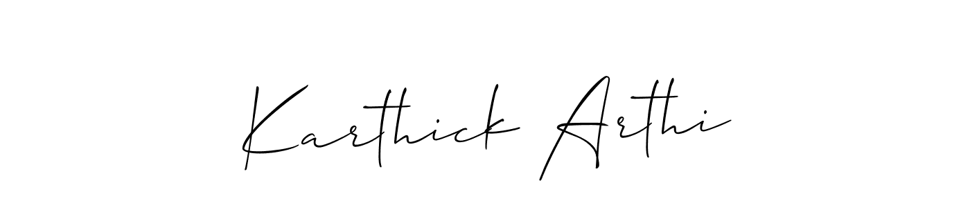 Use a signature maker to create a handwritten signature online. With this signature software, you can design (Allison_Script) your own signature for name Karthick Arthi. Karthick Arthi signature style 2 images and pictures png