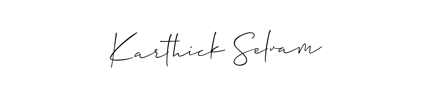 Similarly Allison_Script is the best handwritten signature design. Signature creator online .You can use it as an online autograph creator for name Karthick Selvam. Karthick Selvam signature style 2 images and pictures png