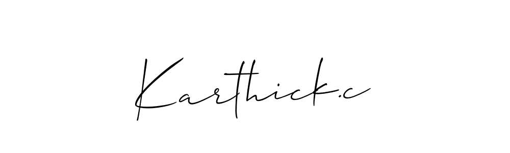 Design your own signature with our free online signature maker. With this signature software, you can create a handwritten (Allison_Script) signature for name Karthick.c. Karthick.c signature style 2 images and pictures png