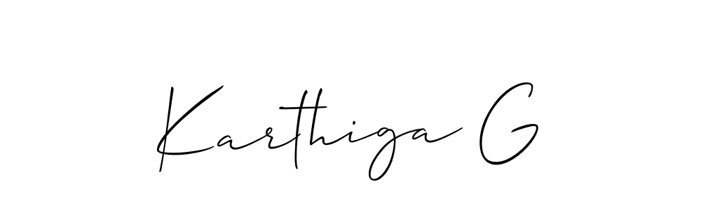 How to make Karthiga G name signature. Use Allison_Script style for creating short signs online. This is the latest handwritten sign. Karthiga G signature style 2 images and pictures png