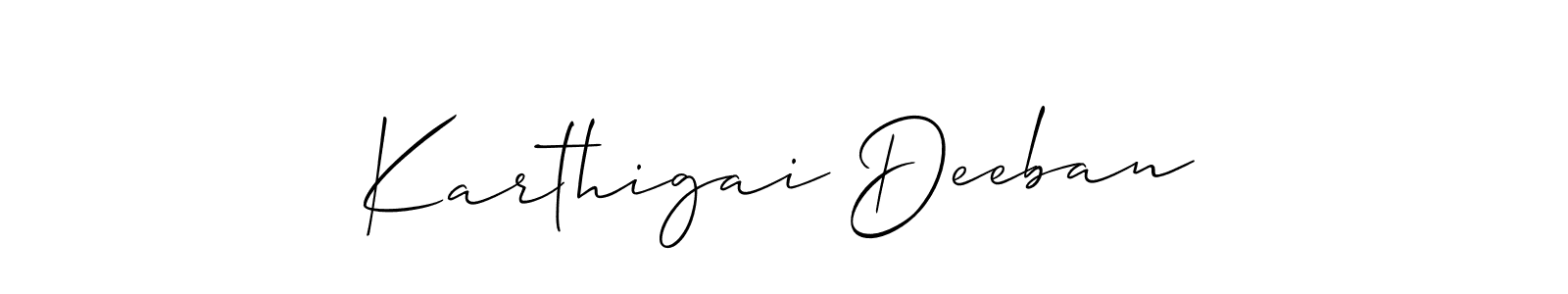 Make a beautiful signature design for name Karthigai Deeban. With this signature (Allison_Script) style, you can create a handwritten signature for free. Karthigai Deeban signature style 2 images and pictures png