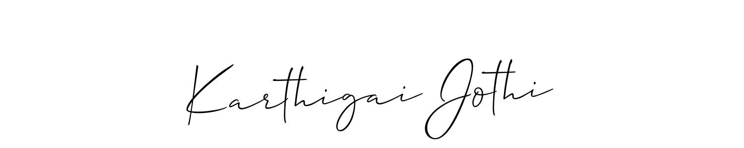 It looks lik you need a new signature style for name Karthigai Jothi. Design unique handwritten (Allison_Script) signature with our free signature maker in just a few clicks. Karthigai Jothi signature style 2 images and pictures png