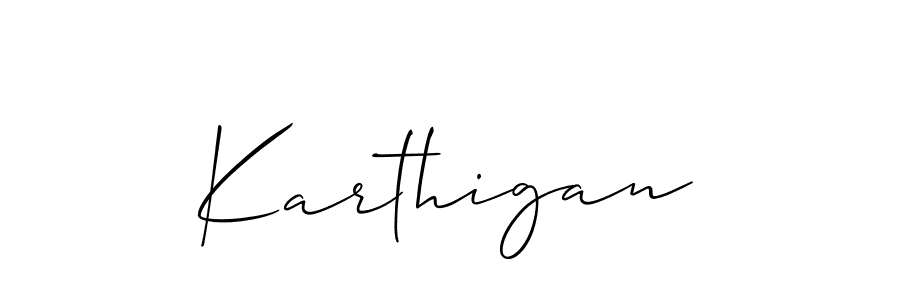 How to make Karthigan signature? Allison_Script is a professional autograph style. Create handwritten signature for Karthigan name. Karthigan signature style 2 images and pictures png