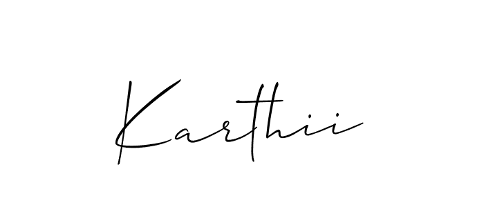 Create a beautiful signature design for name Karthii. With this signature (Allison_Script) fonts, you can make a handwritten signature for free. Karthii signature style 2 images and pictures png