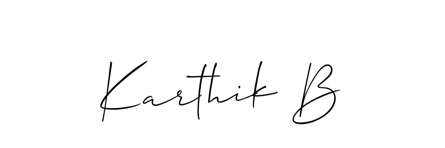 Use a signature maker to create a handwritten signature online. With this signature software, you can design (Allison_Script) your own signature for name Karthik B. Karthik B signature style 2 images and pictures png