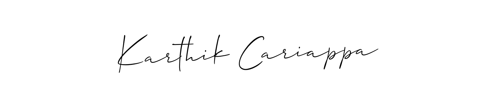 The best way (Allison_Script) to make a short signature is to pick only two or three words in your name. The name Karthik Cariappa include a total of six letters. For converting this name. Karthik Cariappa signature style 2 images and pictures png