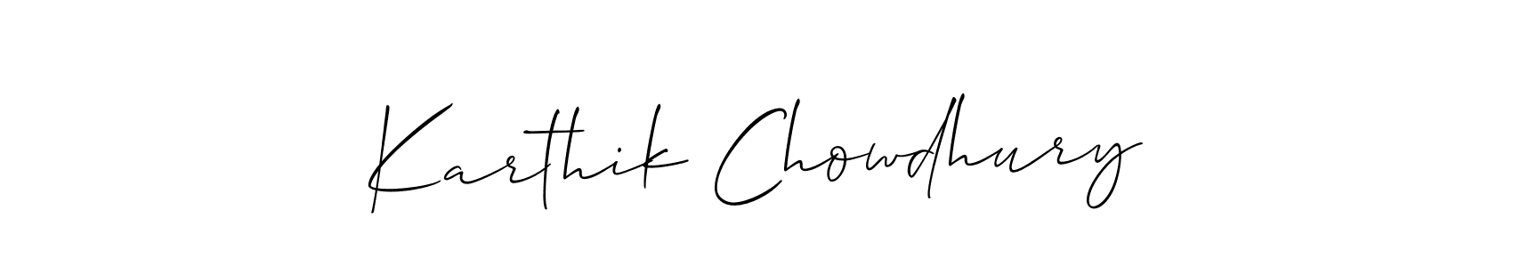 You should practise on your own different ways (Allison_Script) to write your name (Karthik Chowdhury) in signature. don't let someone else do it for you. Karthik Chowdhury signature style 2 images and pictures png