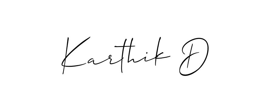 How to make Karthik D signature? Allison_Script is a professional autograph style. Create handwritten signature for Karthik D name. Karthik D signature style 2 images and pictures png