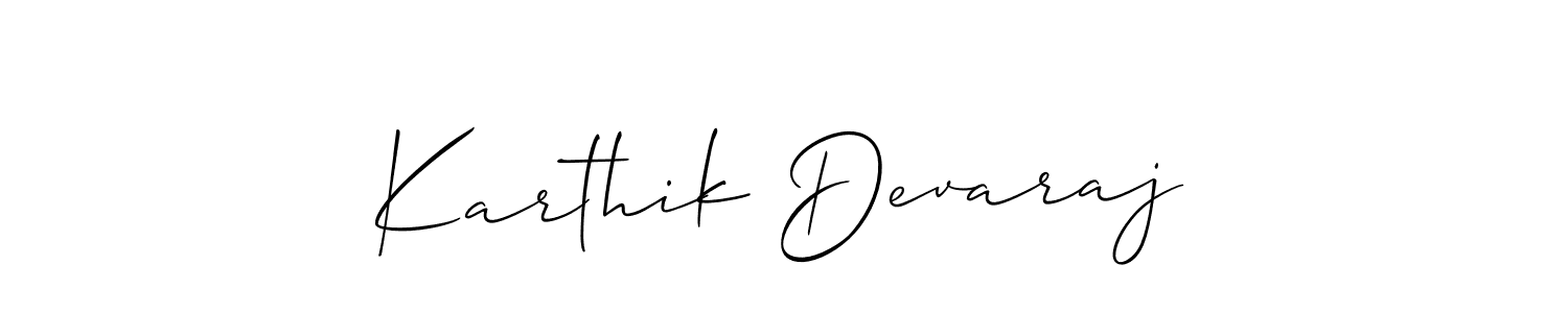 Use a signature maker to create a handwritten signature online. With this signature software, you can design (Allison_Script) your own signature for name Karthik Devaraj. Karthik Devaraj signature style 2 images and pictures png