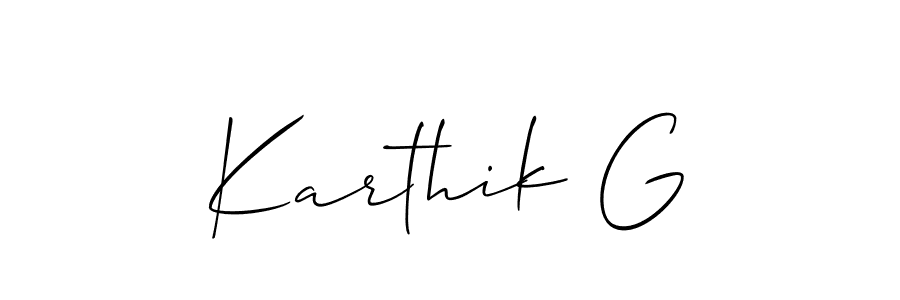 Karthik G stylish signature style. Best Handwritten Sign (Allison_Script) for my name. Handwritten Signature Collection Ideas for my name Karthik G. Karthik G signature style 2 images and pictures png