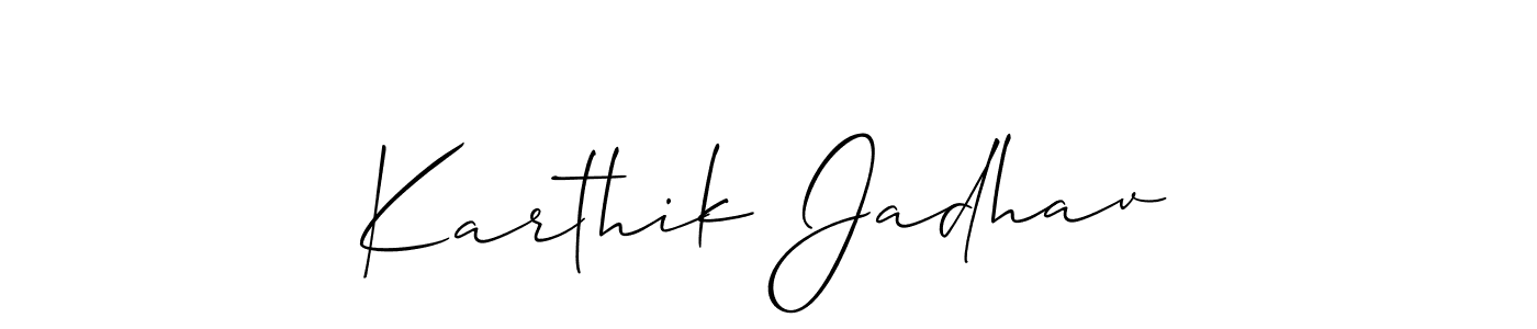 You can use this online signature creator to create a handwritten signature for the name Karthik Jadhav. This is the best online autograph maker. Karthik Jadhav signature style 2 images and pictures png