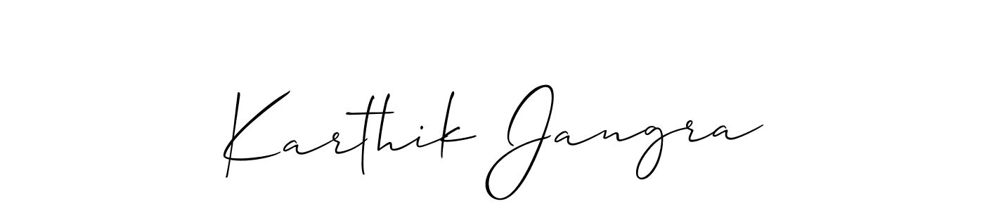 You should practise on your own different ways (Allison_Script) to write your name (Karthik Jangra) in signature. don't let someone else do it for you. Karthik Jangra signature style 2 images and pictures png