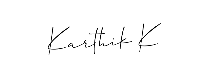 Make a beautiful signature design for name Karthik K. With this signature (Allison_Script) style, you can create a handwritten signature for free. Karthik K signature style 2 images and pictures png