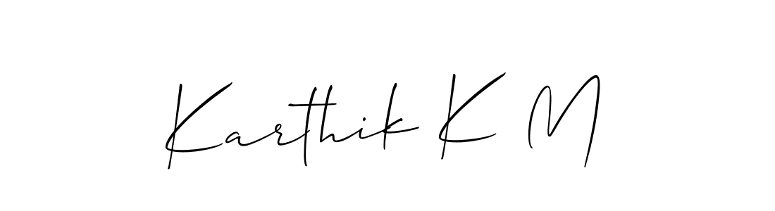 How to make Karthik K M name signature. Use Allison_Script style for creating short signs online. This is the latest handwritten sign. Karthik K M signature style 2 images and pictures png