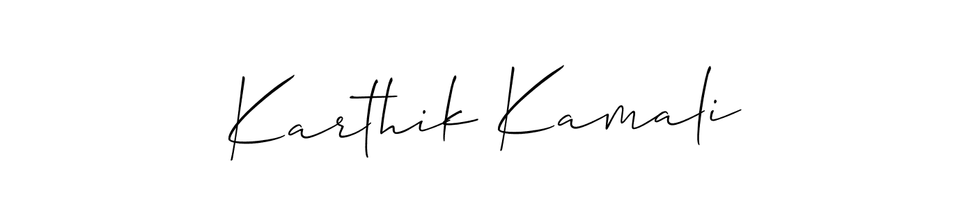 Allison_Script is a professional signature style that is perfect for those who want to add a touch of class to their signature. It is also a great choice for those who want to make their signature more unique. Get Karthik Kamali name to fancy signature for free. Karthik Kamali signature style 2 images and pictures png