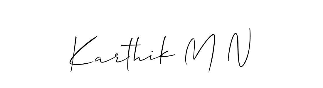 How to Draw Karthik M N signature style? Allison_Script is a latest design signature styles for name Karthik M N. Karthik M N signature style 2 images and pictures png