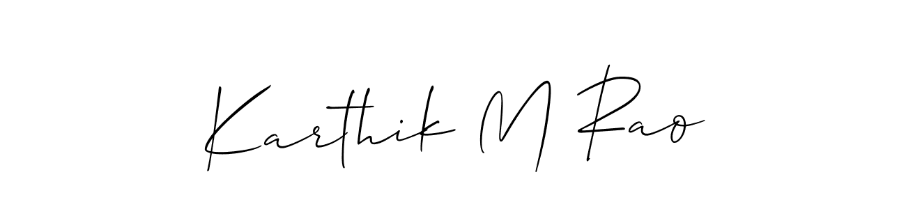 Allison_Script is a professional signature style that is perfect for those who want to add a touch of class to their signature. It is also a great choice for those who want to make their signature more unique. Get Karthik M Rao name to fancy signature for free. Karthik M Rao signature style 2 images and pictures png
