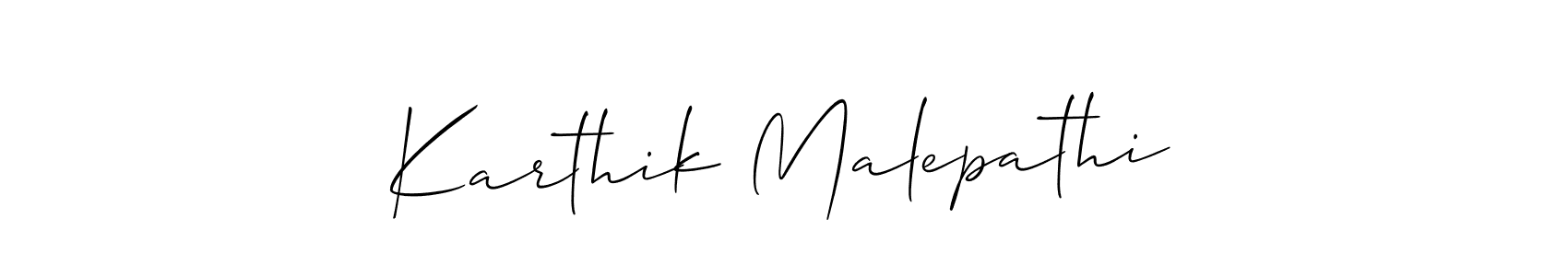 Make a beautiful signature design for name Karthik Malepathi. With this signature (Allison_Script) style, you can create a handwritten signature for free. Karthik Malepathi signature style 2 images and pictures png
