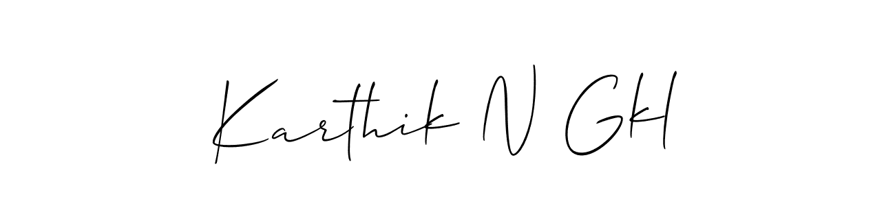 Use a signature maker to create a handwritten signature online. With this signature software, you can design (Allison_Script) your own signature for name Karthik N Gkl. Karthik N Gkl signature style 2 images and pictures png