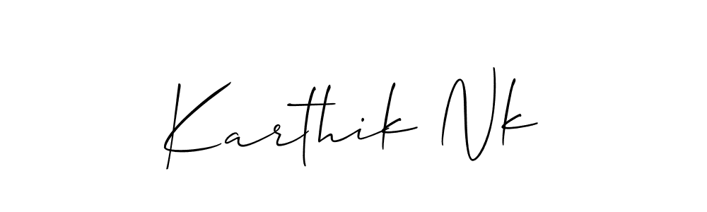 Make a beautiful signature design for name Karthik Nk. With this signature (Allison_Script) style, you can create a handwritten signature for free. Karthik Nk signature style 2 images and pictures png