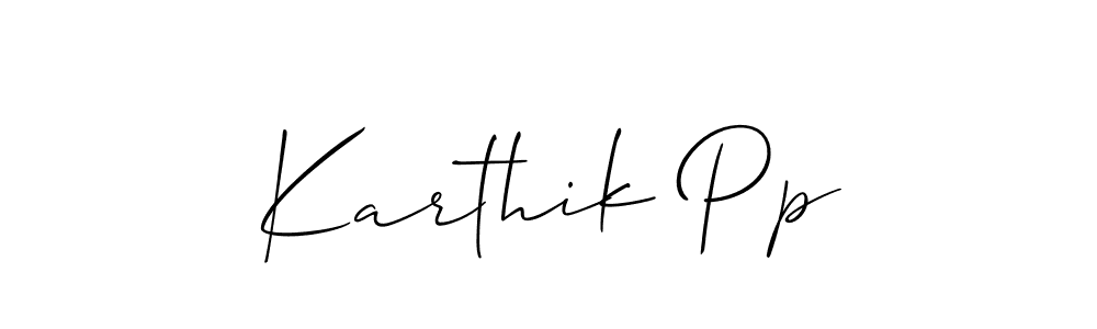 Also You can easily find your signature by using the search form. We will create Karthik Pp name handwritten signature images for you free of cost using Allison_Script sign style. Karthik Pp signature style 2 images and pictures png