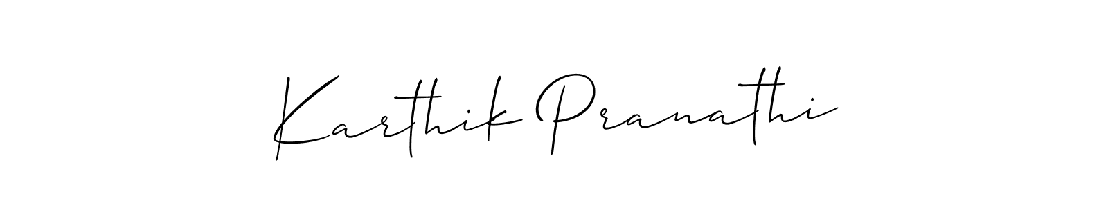 Make a short Karthik Pranathi signature style. Manage your documents anywhere anytime using Allison_Script. Create and add eSignatures, submit forms, share and send files easily. Karthik Pranathi signature style 2 images and pictures png