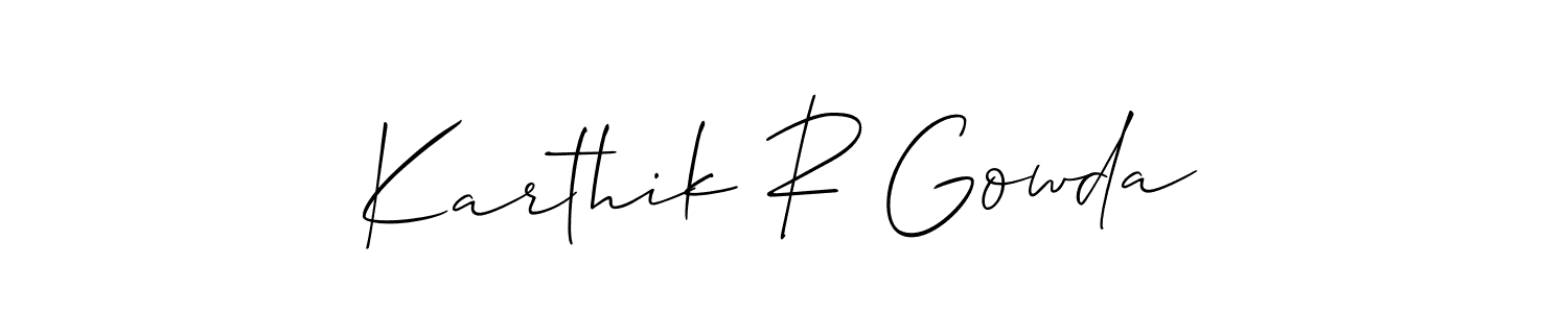 Design your own signature with our free online signature maker. With this signature software, you can create a handwritten (Allison_Script) signature for name Karthik R Gowda. Karthik R Gowda signature style 2 images and pictures png