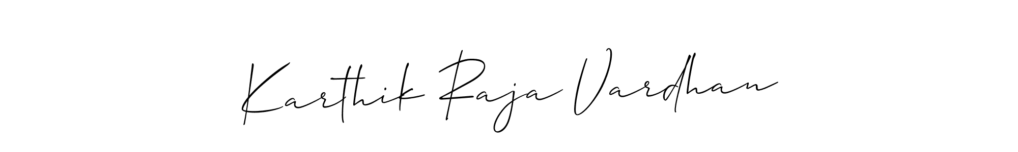 Use a signature maker to create a handwritten signature online. With this signature software, you can design (Allison_Script) your own signature for name Karthik Raja Vardhan. Karthik Raja Vardhan signature style 2 images and pictures png