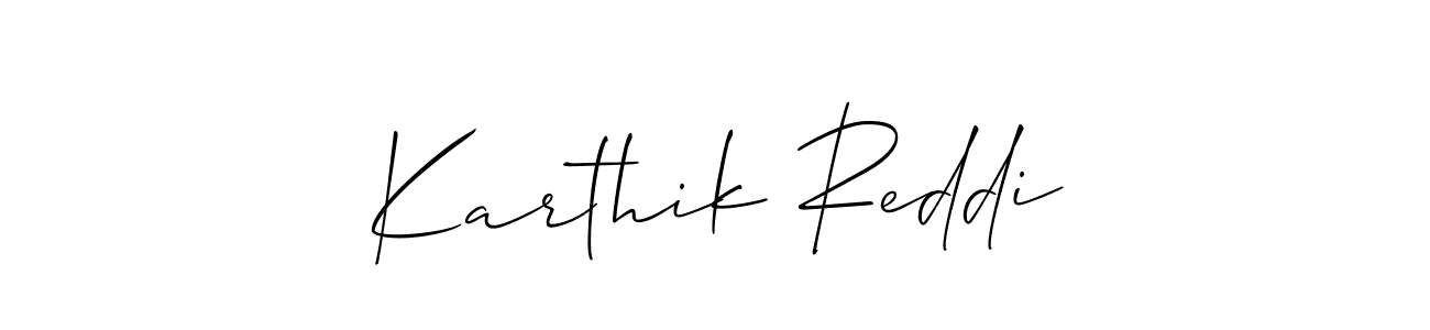 Use a signature maker to create a handwritten signature online. With this signature software, you can design (Allison_Script) your own signature for name Karthik Reddi. Karthik Reddi signature style 2 images and pictures png