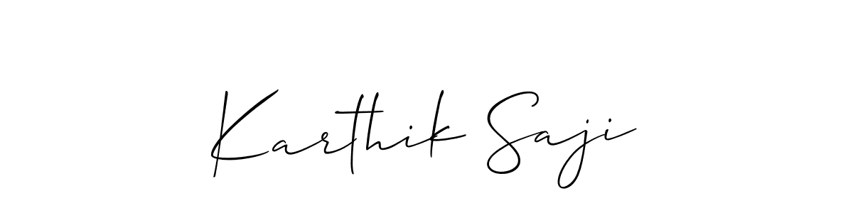 You should practise on your own different ways (Allison_Script) to write your name (Karthik Saji) in signature. don't let someone else do it for you. Karthik Saji signature style 2 images and pictures png