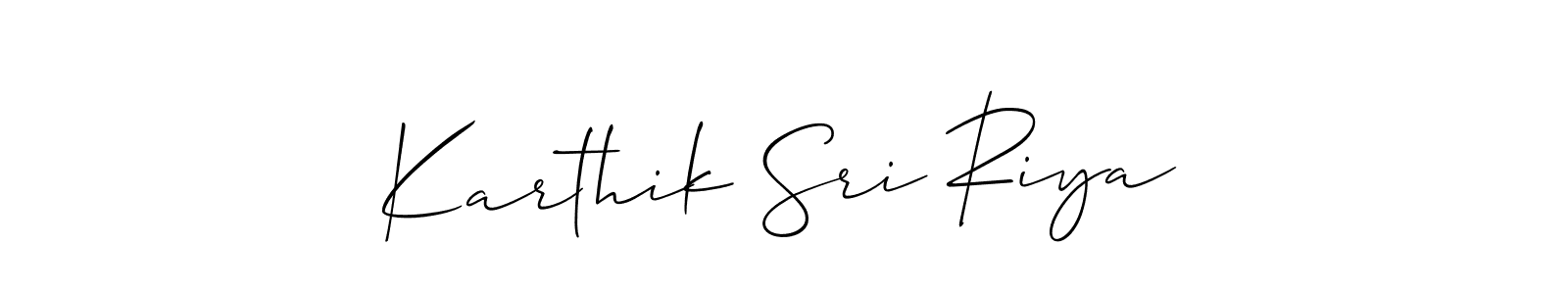 You should practise on your own different ways (Allison_Script) to write your name (Karthik Sri Riya) in signature. don't let someone else do it for you. Karthik Sri Riya signature style 2 images and pictures png