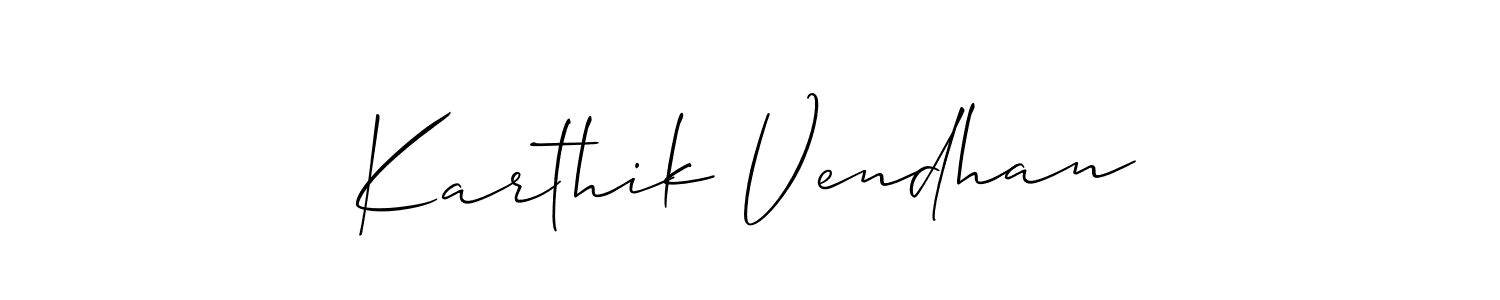 Karthik Vendhan stylish signature style. Best Handwritten Sign (Allison_Script) for my name. Handwritten Signature Collection Ideas for my name Karthik Vendhan. Karthik Vendhan signature style 2 images and pictures png