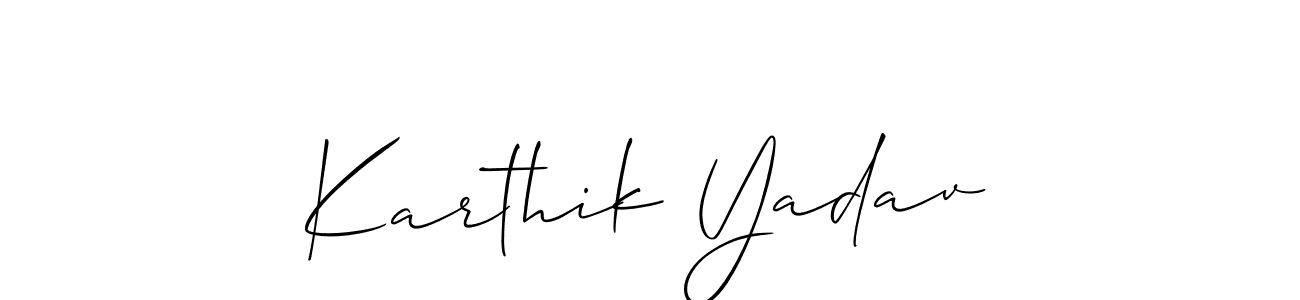 The best way (Allison_Script) to make a short signature is to pick only two or three words in your name. The name Karthik Yadav include a total of six letters. For converting this name. Karthik Yadav signature style 2 images and pictures png