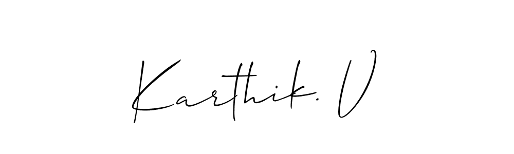 How to Draw Karthik. V signature style? Allison_Script is a latest design signature styles for name Karthik. V. Karthik. V signature style 2 images and pictures png