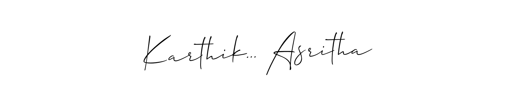 You can use this online signature creator to create a handwritten signature for the name Karthik... Asritha. This is the best online autograph maker. Karthik... Asritha signature style 2 images and pictures png