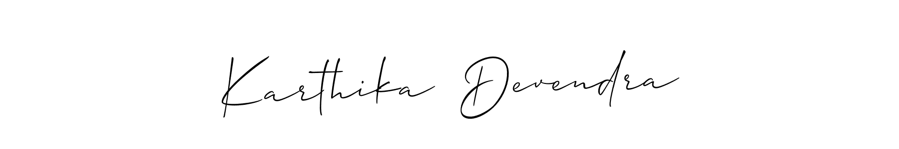 Make a short Karthika  Devendra signature style. Manage your documents anywhere anytime using Allison_Script. Create and add eSignatures, submit forms, share and send files easily. Karthika  Devendra signature style 2 images and pictures png