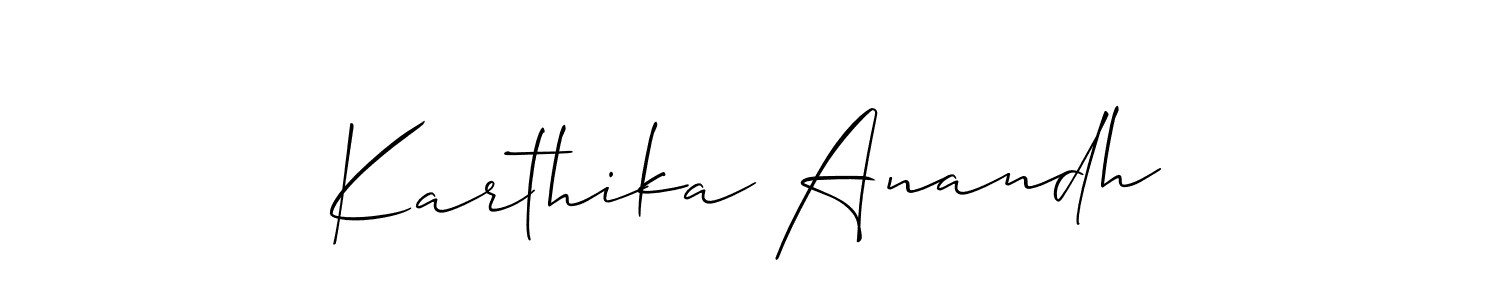 How to make Karthika Anandh name signature. Use Allison_Script style for creating short signs online. This is the latest handwritten sign. Karthika Anandh signature style 2 images and pictures png