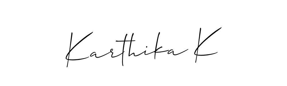 Make a beautiful signature design for name Karthika K. With this signature (Allison_Script) style, you can create a handwritten signature for free. Karthika K signature style 2 images and pictures png