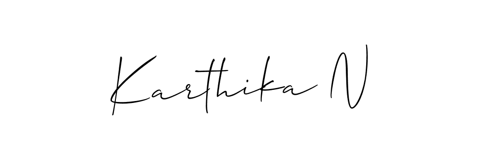 if you are searching for the best signature style for your name Karthika N. so please give up your signature search. here we have designed multiple signature styles  using Allison_Script. Karthika N signature style 2 images and pictures png