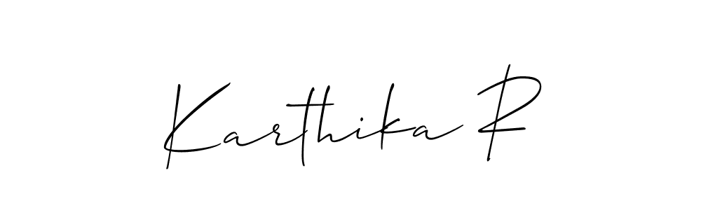Create a beautiful signature design for name Karthika R. With this signature (Allison_Script) fonts, you can make a handwritten signature for free. Karthika R signature style 2 images and pictures png