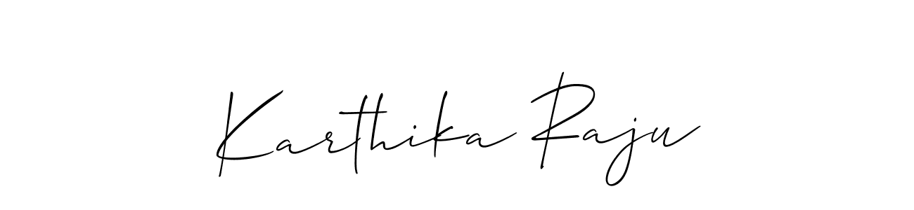 You should practise on your own different ways (Allison_Script) to write your name (Karthika Raju) in signature. don't let someone else do it for you. Karthika Raju signature style 2 images and pictures png