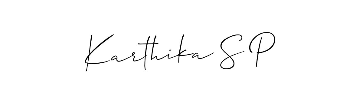 Make a short Karthika S P signature style. Manage your documents anywhere anytime using Allison_Script. Create and add eSignatures, submit forms, share and send files easily. Karthika S P signature style 2 images and pictures png