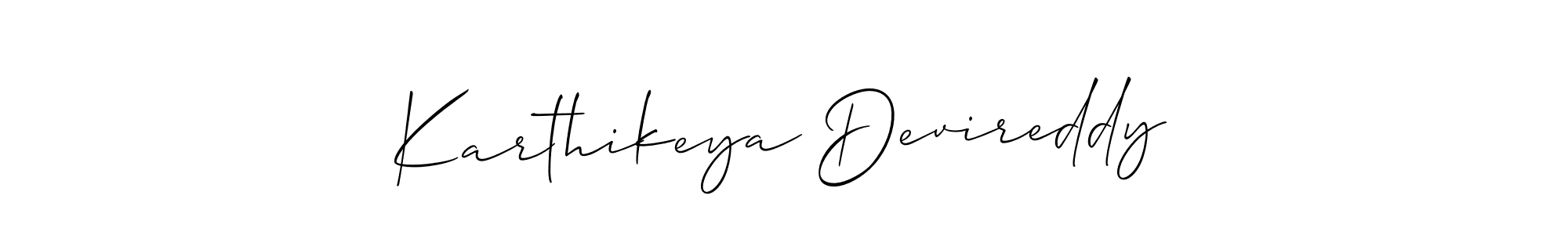 How to make Karthikeya Devireddy name signature. Use Allison_Script style for creating short signs online. This is the latest handwritten sign. Karthikeya Devireddy signature style 2 images and pictures png