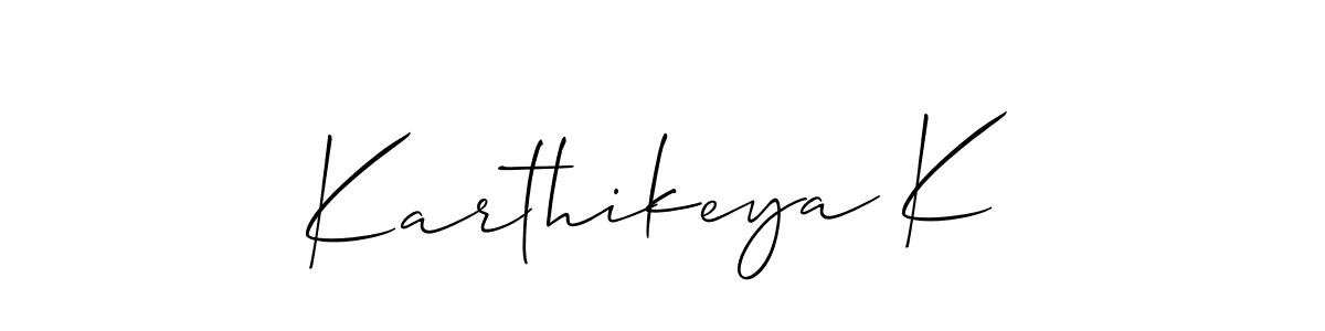 How to make Karthikeya K signature? Allison_Script is a professional autograph style. Create handwritten signature for Karthikeya K name. Karthikeya K signature style 2 images and pictures png