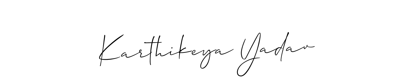 Also we have Karthikeya Yadav name is the best signature style. Create professional handwritten signature collection using Allison_Script autograph style. Karthikeya Yadav signature style 2 images and pictures png