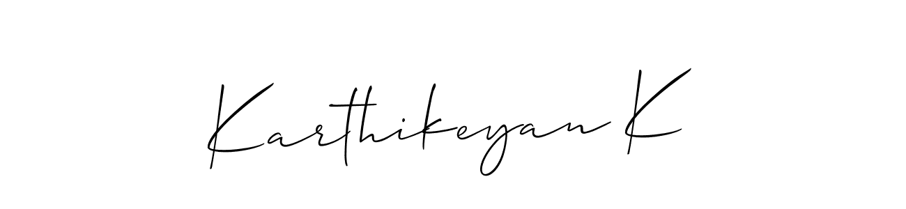 This is the best signature style for the Karthikeyan K name. Also you like these signature font (Allison_Script). Mix name signature. Karthikeyan K signature style 2 images and pictures png